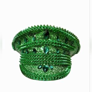 Green Sequin Studded Military-Style Hat – One Size -  NEW WITHOUT TAGS!!